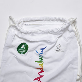Bolsa-mochila Andalucía de tela blanca 2