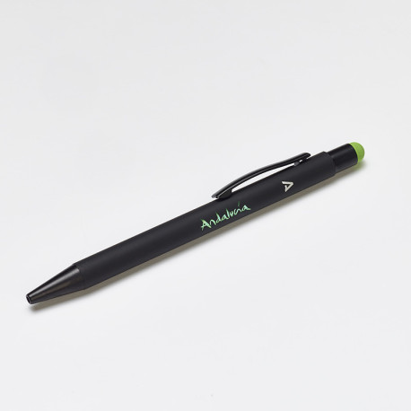 Bolígrafo Andalucía soft negro con puntero para pantalla táctil