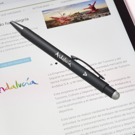 Bolígrafo Andalucía soft negro con puntero para pantalla táctil 2